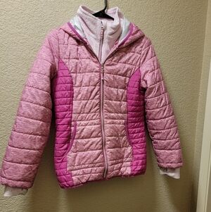 Free Country puffer Jacket double zipper with fleece size medium 10/12